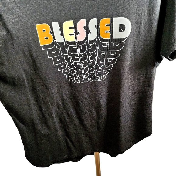 New Directions Studio M Woman's Tee Shirt BLESSED Short Sleeve Back Size M. NWT - Picture 9 of 11